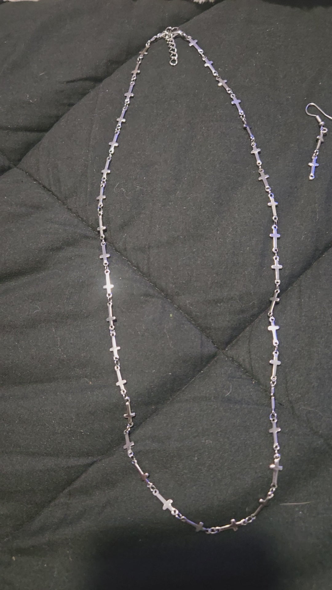Custom-made cross necklace earring and bracelet set
